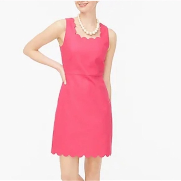 J. Crew Pink Basketweave Scalloped Hem Shift Dress 4 Small - Picture 1 of 11